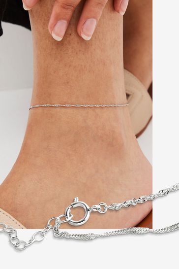 Sterling Silver Twisted Chain Anklet