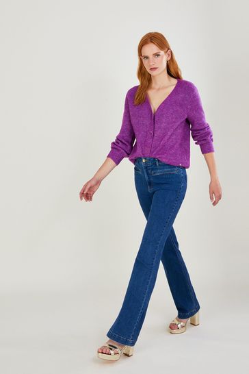 Monsoon Purple Supersoft Ribbed Knit Cardigan