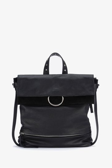 Mint Velvet Devon Black Leather Backpack