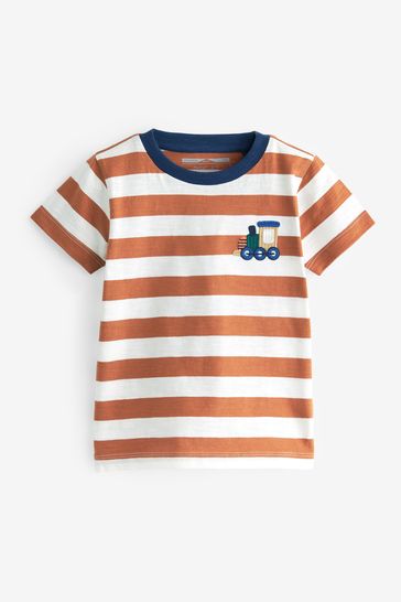 Rust Brown Stripe Train Short Sleeve Character T-Shirt (3mths-7yrs)