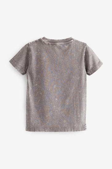 Buy Charcoal Grey Acid Wash David Bowie Short Sleeve License T