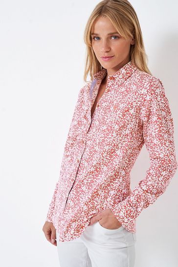 Crew Clothing Company Pink Floral Print Cotton Casual Shirt