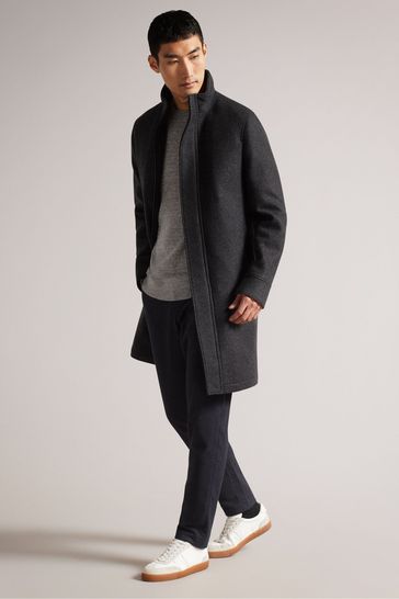 Ted Baker Grey Icomb Wool Funnel Neck Jacket
