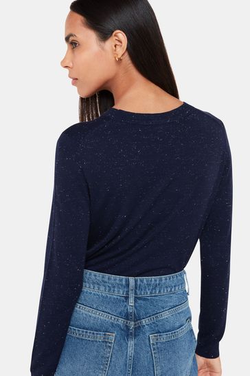 Buy Whistles Blue Annie Sparkle Crew Neck Jumper from Next USA
