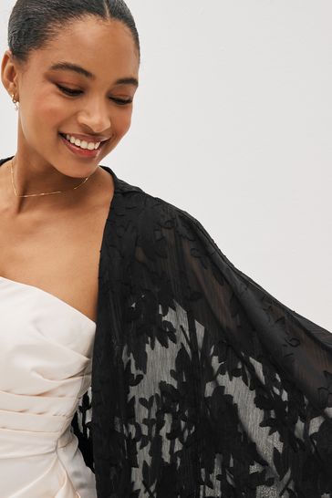 Black sheer deals evening shawl