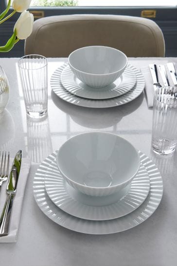 Jasper Conran London White Fluted 12 Piece Dinner Set