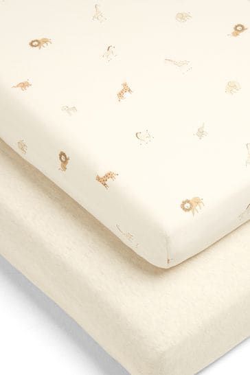 Mamas & Papas x Laura Ashley 2 Pack Safari Gingham Fitted Cot Bed Sheets
