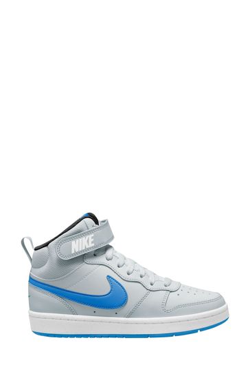 Nike Grey/Blue Youth Court Borough Mid Trainers