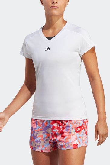 adidas USA Branding Aeroready from White V-Neck Performance Essentials T-Shirt Next Buy Train Minimal