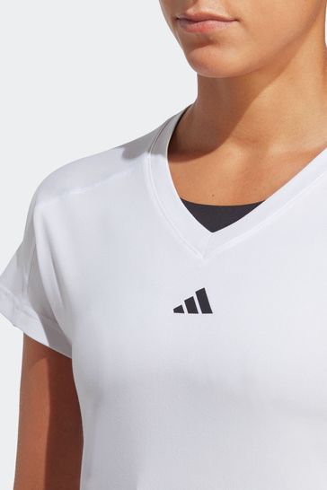 Buy adidas from Next USA Aeroready V-Neck White Minimal Branding T-Shirt Train Performance Essentials