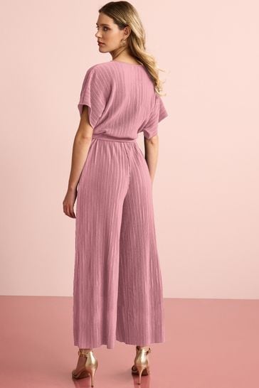 Pink short sleeve jumpsuit outlet