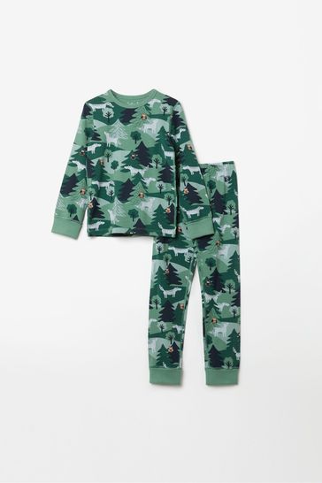 PO.P Green Organic Cotton Fox Print Pyjamas