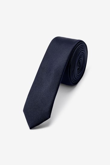 Navy Blue Skinny Twill Tie