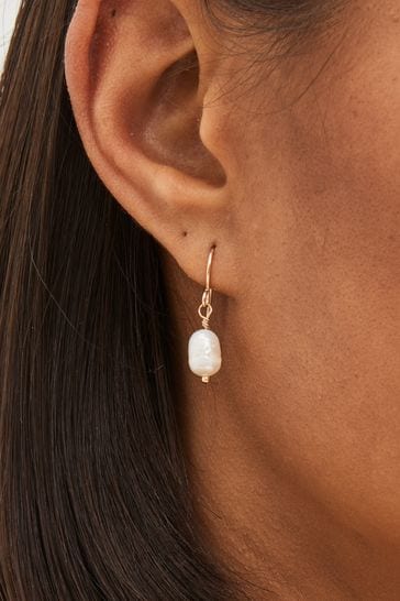 Gold Tone Freshwater Pearl Delicate Earrings