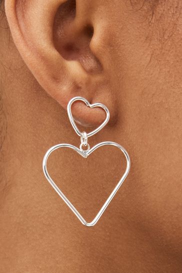 Buy Silver Tone Heart Drop Earrings from Next Singapore