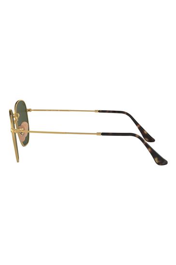 Buy Ray Ban Gold Green Lens Hexagonal Sunglasses from Next