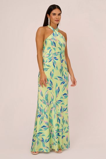 Buy Aidan by Adrianna Papell Printed Halter Neck Long Dress from
