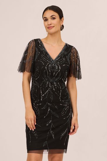 Adrianna papell black beaded short dress online