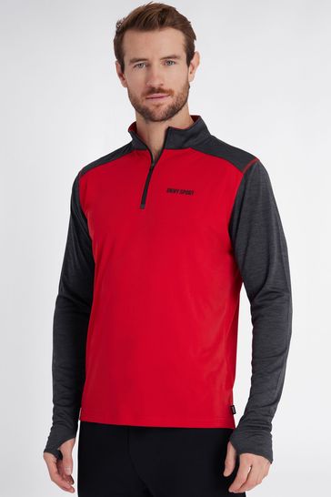 DKNY Sports Red Ten Mile 1/4th Zip Base Layer