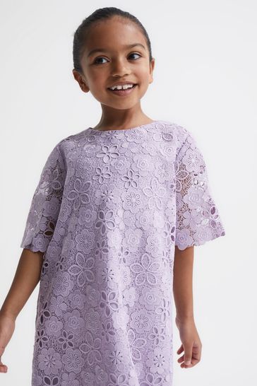 Buy Reiss Lilac Susie Junior Lace T Shirt Dress from Next USA