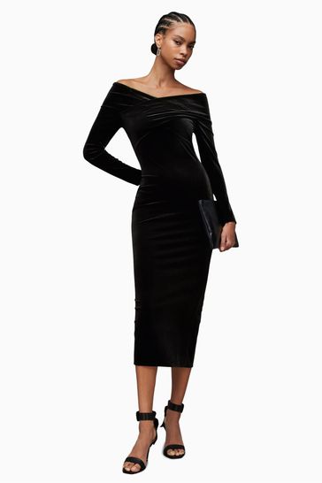 AllSaints Black Delta Velvet Dress