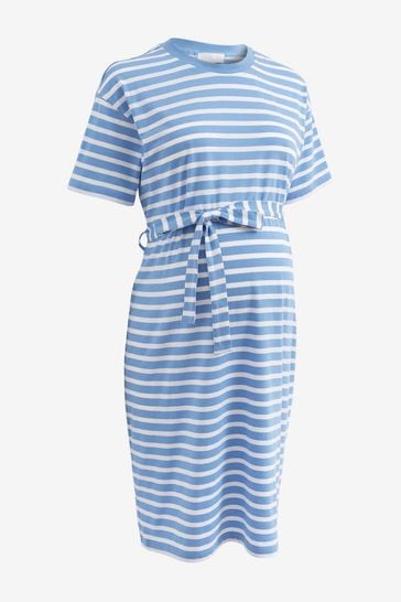 Buy Blue White Stripe Maternity Jersey Dress from Next Luxembourg