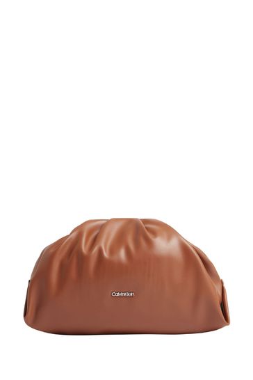 Calvin Klein Soft Nappa Brown Clutch Bag