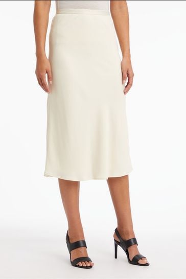 Calvin Klein Recycled Bias Cut Midi White Skirt