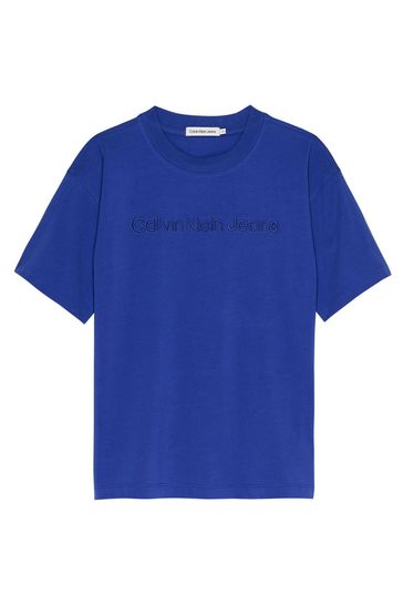 Calvin Klein Jeans Blue Embroidered Logo T-Shirt