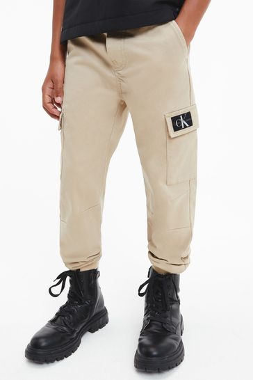 Calvin Klein Jeans Boys Natural Cargo Trousers