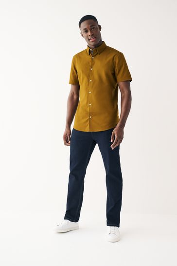 Mustard short discount sleeve dress shirt