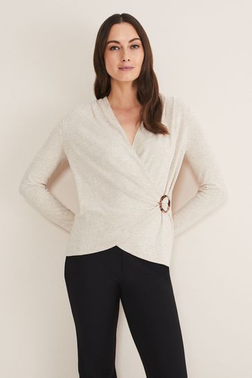 Phase Eight Natural Ursella Wrap Snuggle Top