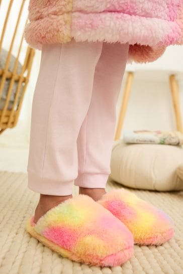 Pantuflas tipo chinelas de piel sintética con efecto anudado con múltiples tintes