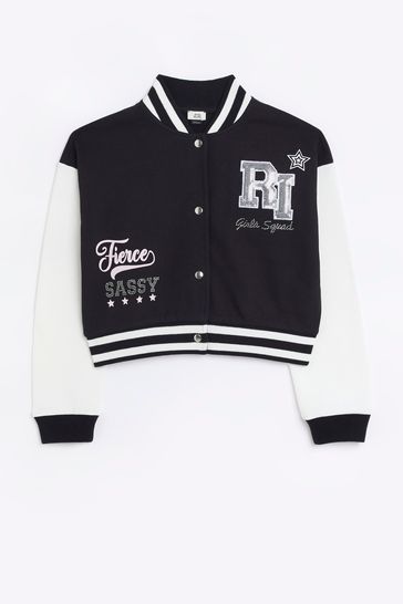 River Island Black Girls Fierce Bomber Jacket