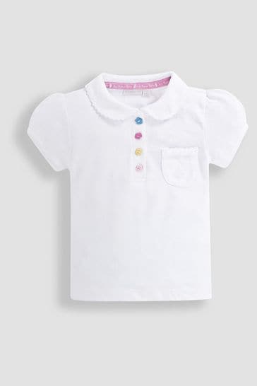 JoJo Maman Bébé White Pretty Polo Shirt