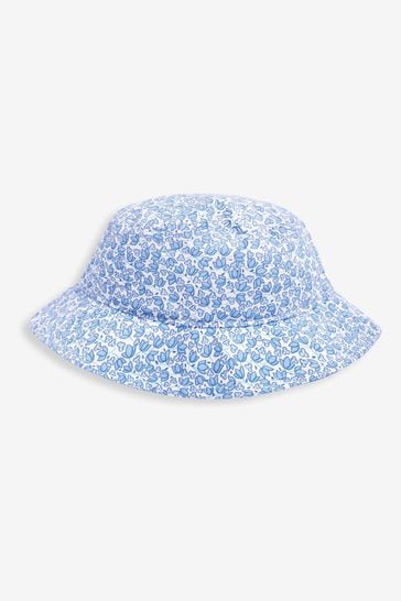 JoJo Maman Bébé Blue Girls' Pretty Bud Print Sun Hat