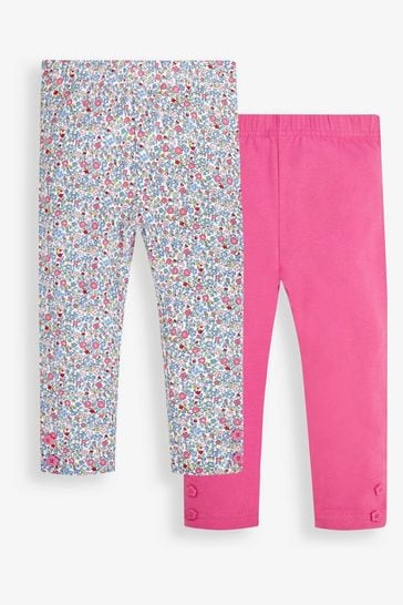 JoJo Maman Bébé Summer Ditsy Floral & Pink 2-Pack Leggings