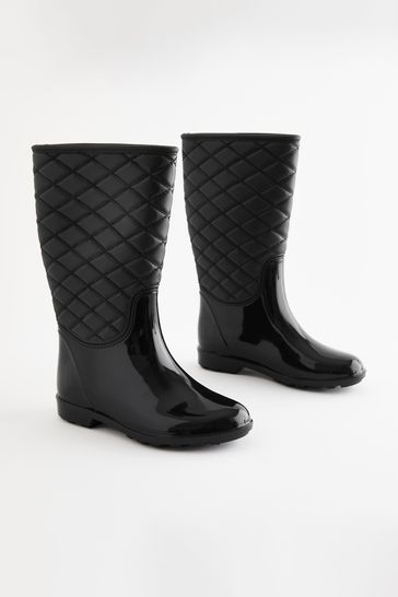 Black Quilted Wellies