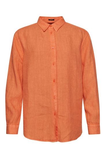 Superdry Jaffa Orange Studios Casual Linen Boyfriend Shirt