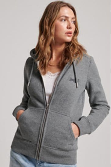 Buy Superdry Grey Vintage Logo Embroidered Zip Up Hoodie from Next