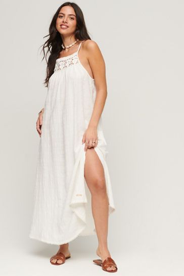 Long white store cami dress