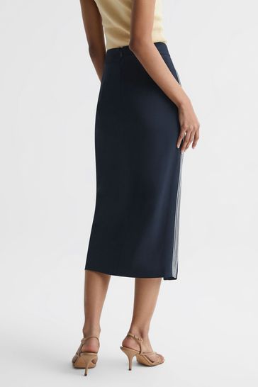 Midi navy pencil skirt hot sale