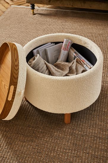 Casual Boucle Oyster Natural Ashton Storage Stool