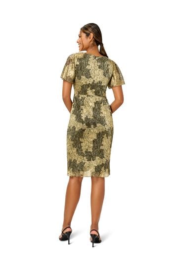 Buy Adrianna Papell Gold Draped Crinkle Mesh Dress from Next