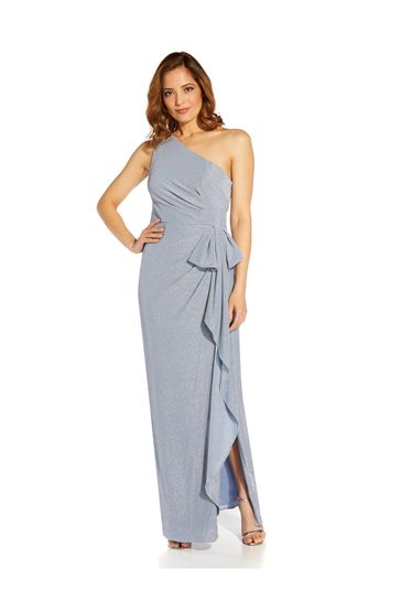 Adrianna Papell Blue Metallic Knit Gown