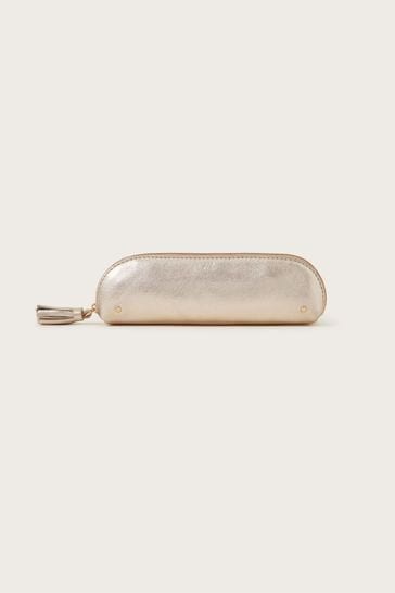 Monsoon Gold Tone Leather Pencil Case Bag