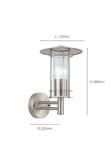 Eglo Silver Lisio StainlessSteelClear Exterior Wall Light