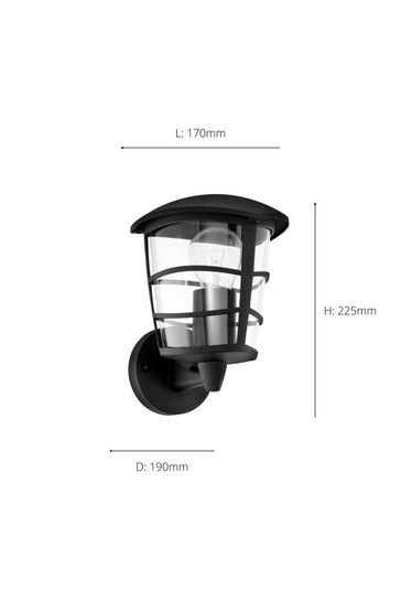 Eglo Black Aloria Upwards Black Exterior Wall Light