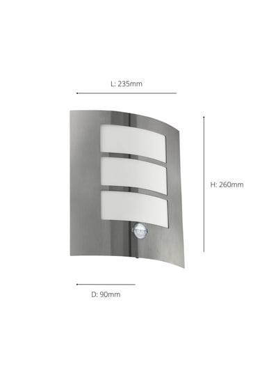 Eglo Silver City Stainless Steel Exterior Wall Light with Sensor