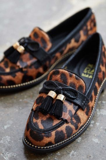 Leopard moccasins with fringe new arrivals